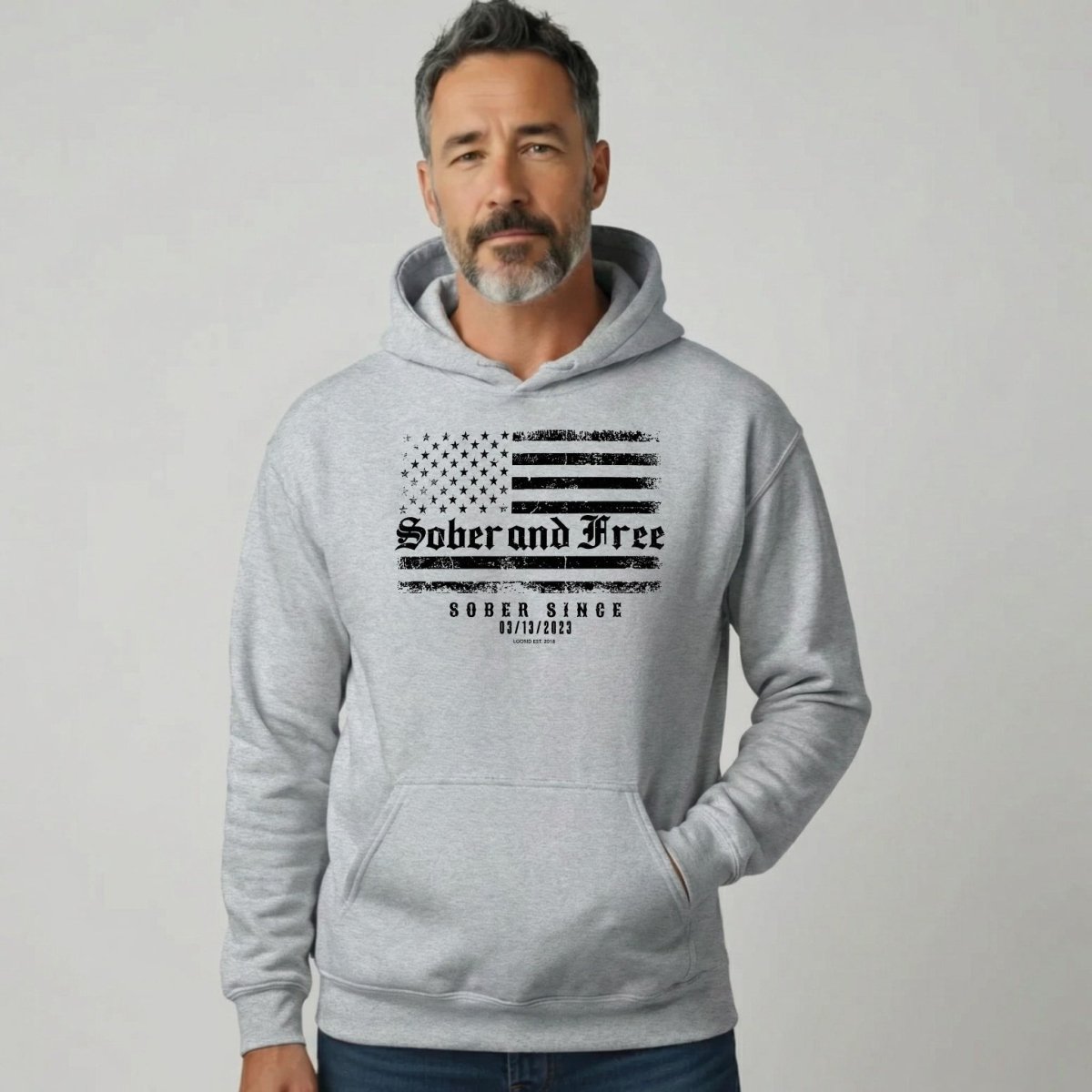 Recovery Hoodie | Sober and Free Custom Sobriety Date Hoodie