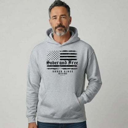 Recovery Hoodie | Sober and Free Custom Sobriety Date Hoodie