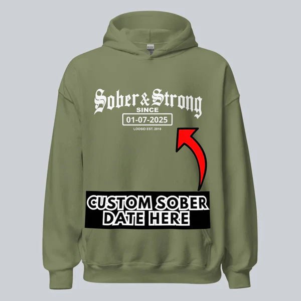Recovery Hoodie | Unisex Old School Sober Hoodie with Custom Date