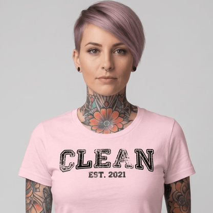 Clean T-Shirt | Women's Clean EST. Tee with Personalized Sobriety Date