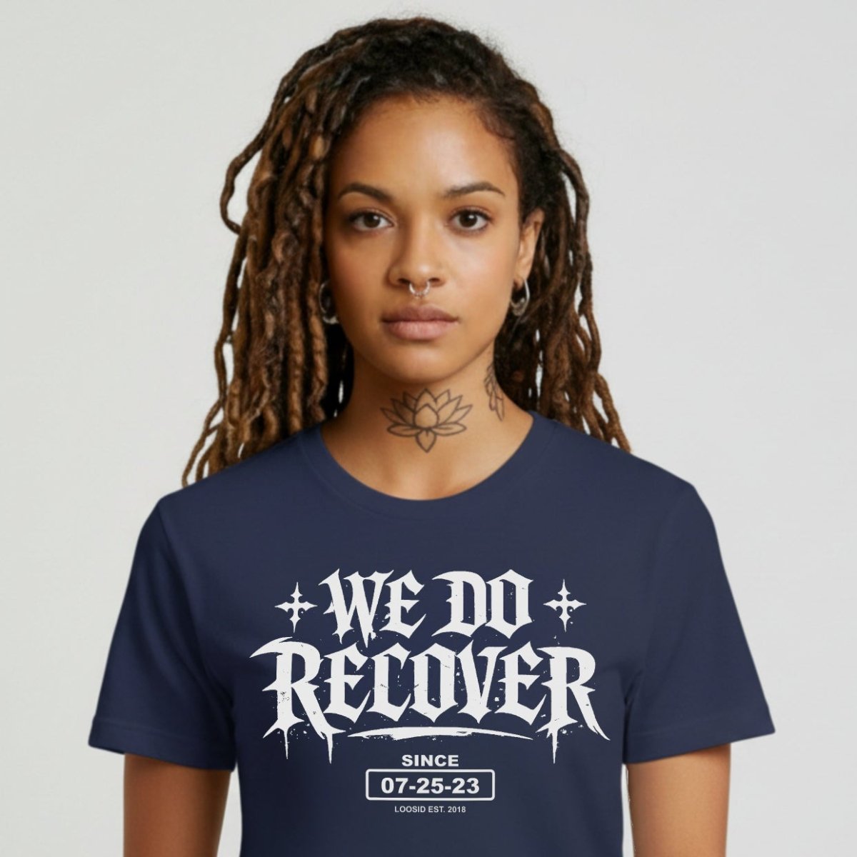 We Do Recover Female Sober T Shirt fit detail (view 9)