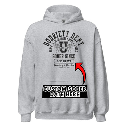 Recovery Hoodie | Sobriety Dept Hoodie with Custom Sobriety Date