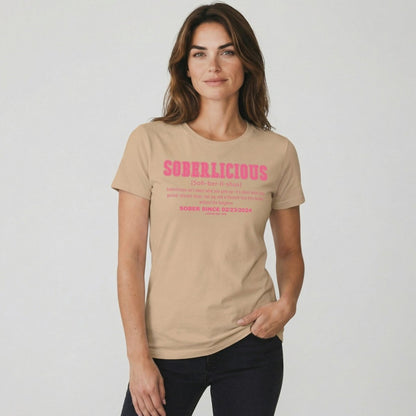 Soberlicious Definition w Custom Sobriety Date Sober T Shirt close-up view (view 22)