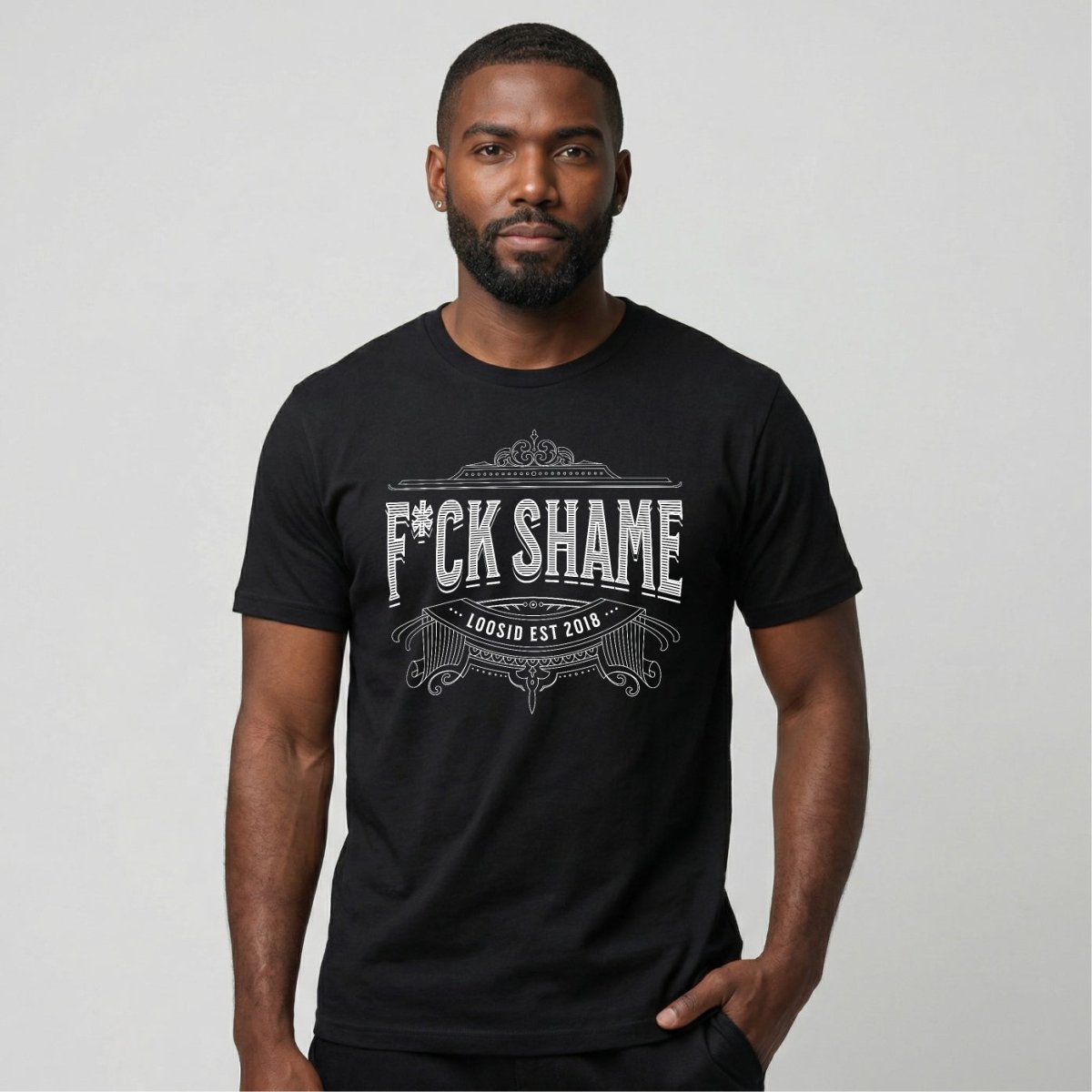 F*ck Shame Sober T Shirt graphic detail (view 4)