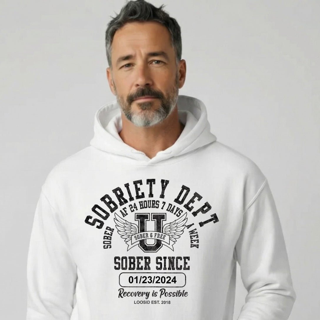 Recovery Hoodie | Sobriety Dept Hoodie with Custom Sobriety Date