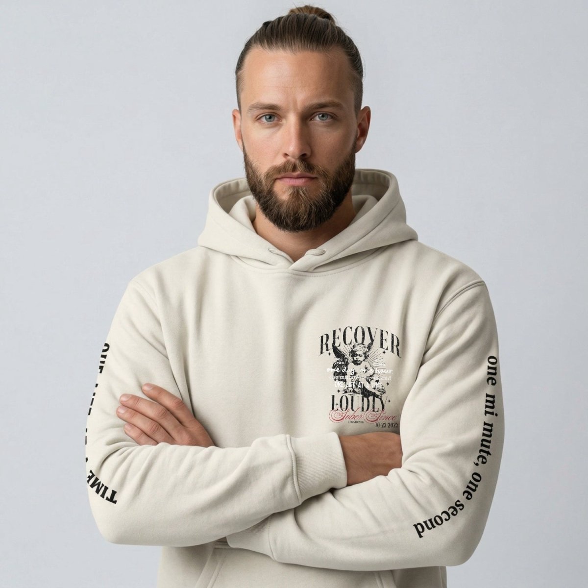 Recover Loudly Cream Recovery Hoodie Limited Edition | Sober Hoodie