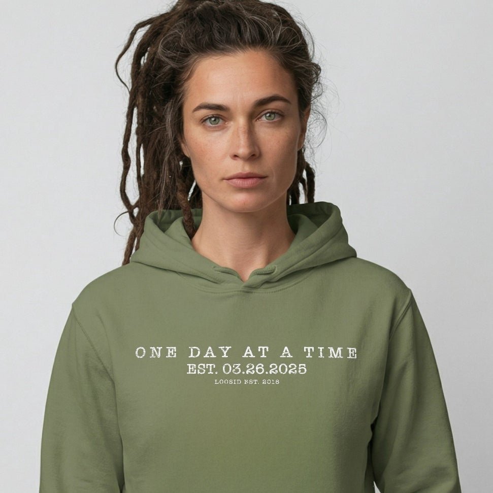 One Day At a Time Recovery Hoodie graphic detail (view 24)