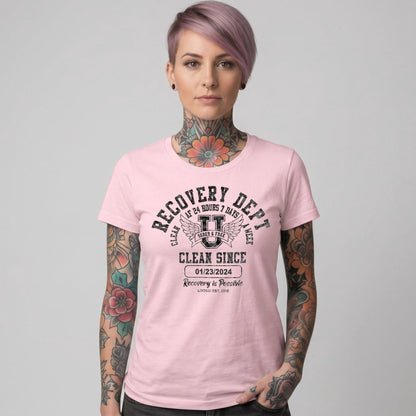 Clean Since Sobriety Sober T Shirt side view (view 16)