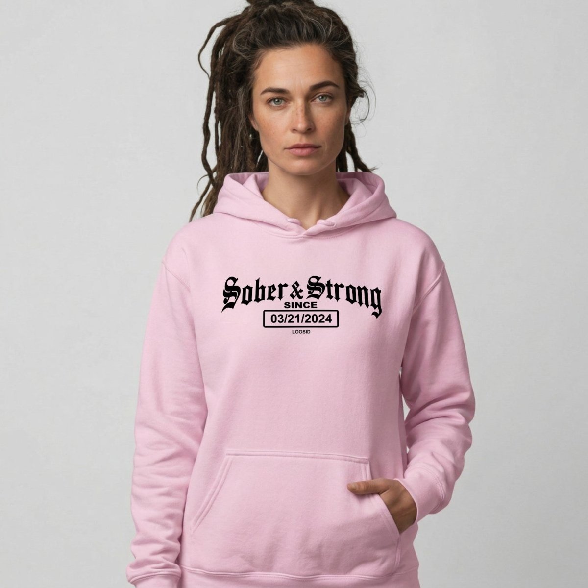 Old School Sober & Strong Recovery Hoodie fit detail (view 49)