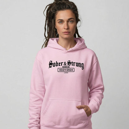 Old School Sober & Strong Recovery Hoodie fit detail (view 49)