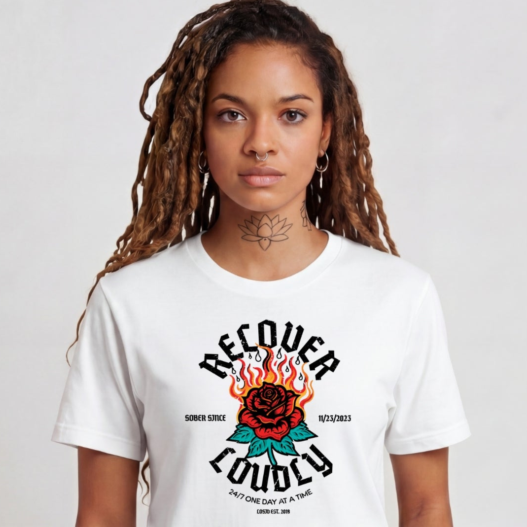 Sober T Shirt | Women's Recover Loudly Tee