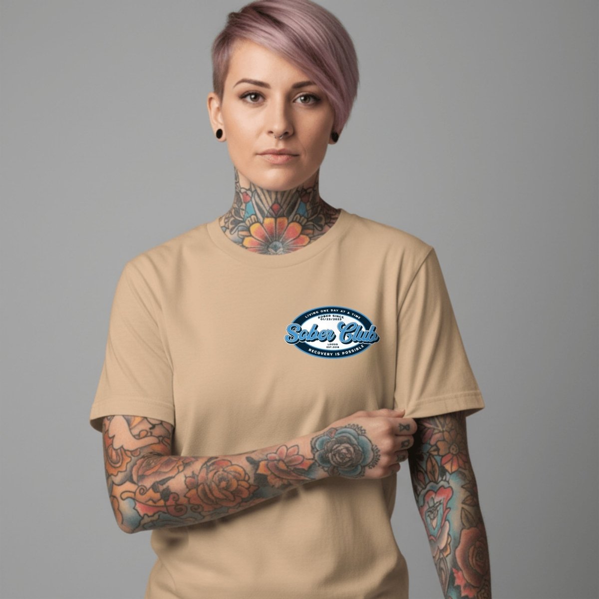 Sober Club Sober T Shirt flat lay styled image (view 13)