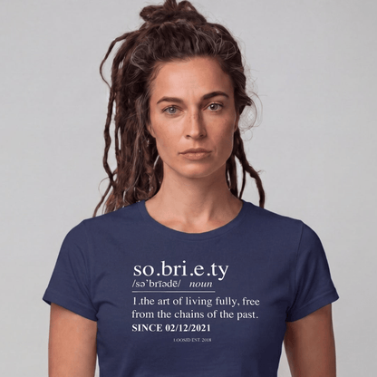 Sober T Shirt | Women's Sobriety Definition Tee with Custom Sober Date