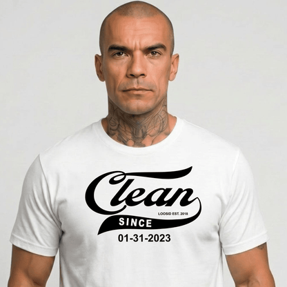 Clean Since Tee with Personalized Sobriety Date | Sober T Shirt