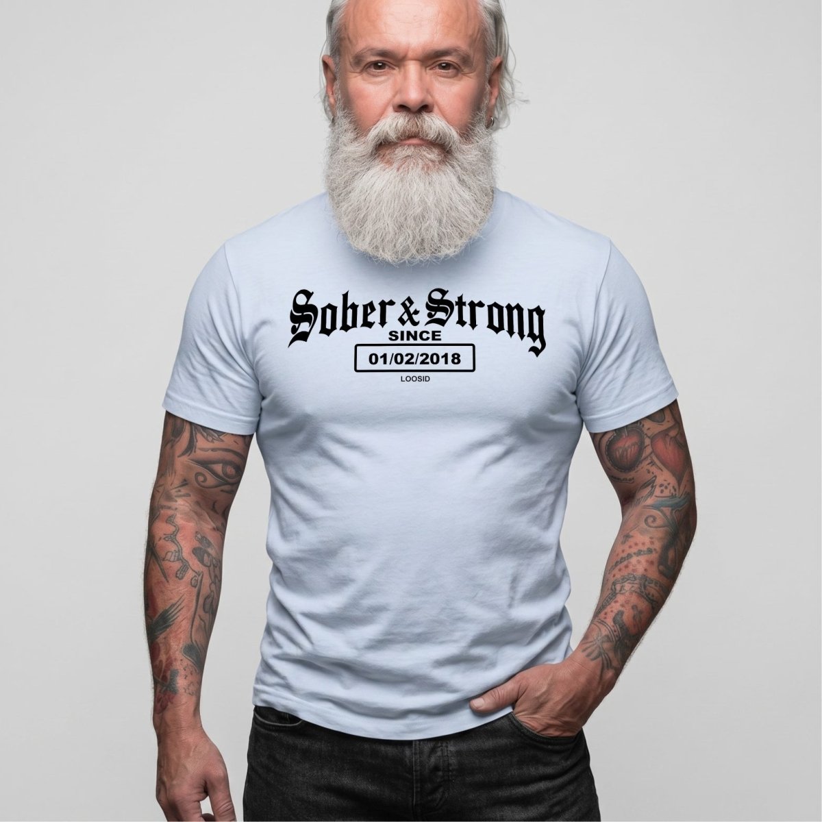 Old School Sober & Strong Sober T Shirt close-up view (view 32)