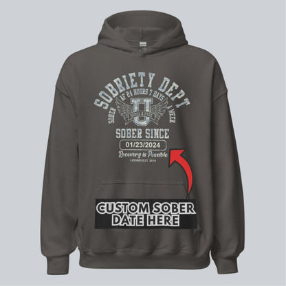 Recovery Hoodie | Sobriety Dept Hoodie with Custom Sobriety Date