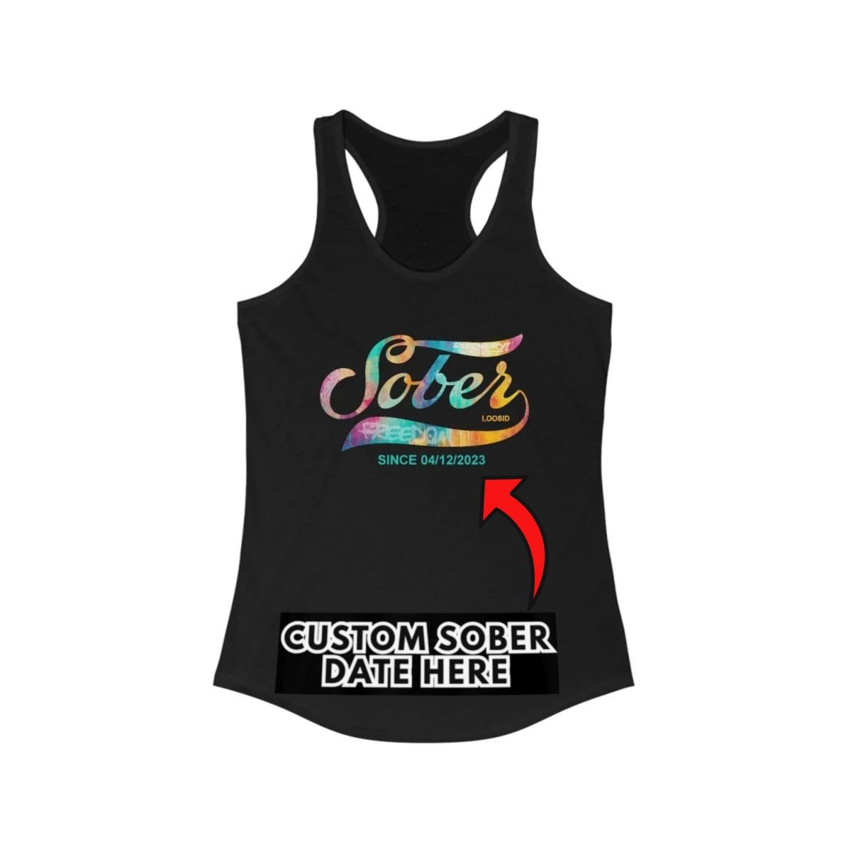 Sober T Shirt | Women’s Sober Since Racerback Tank with Date