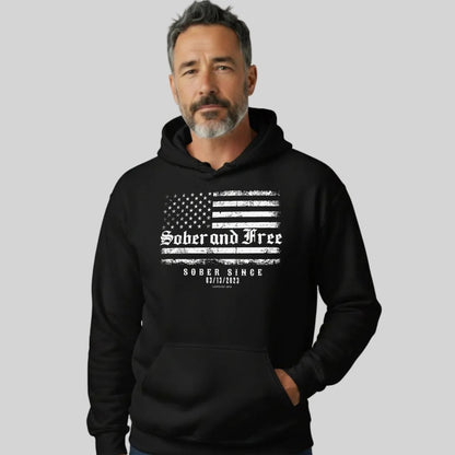 Recovery Hoodie | Sober and Free Custom Sobriety Date Hoodie