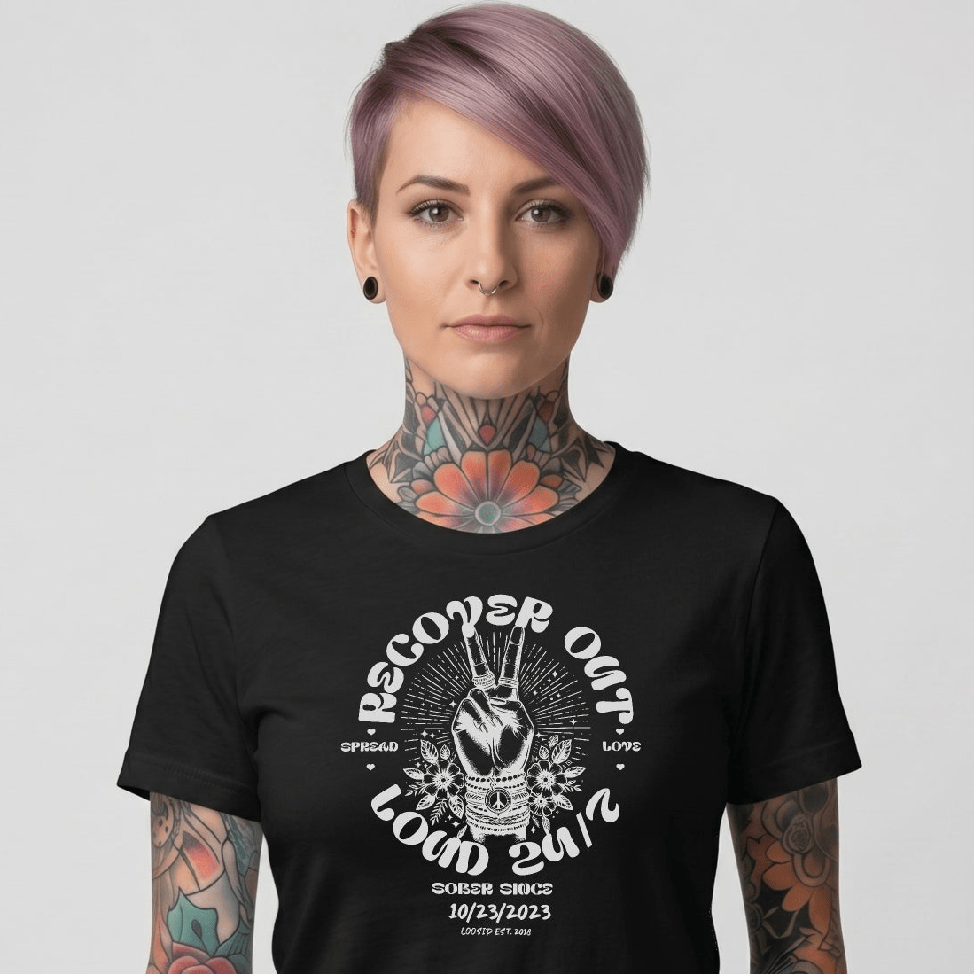Recover Out Loud Women's Personalized Sober T Shirt