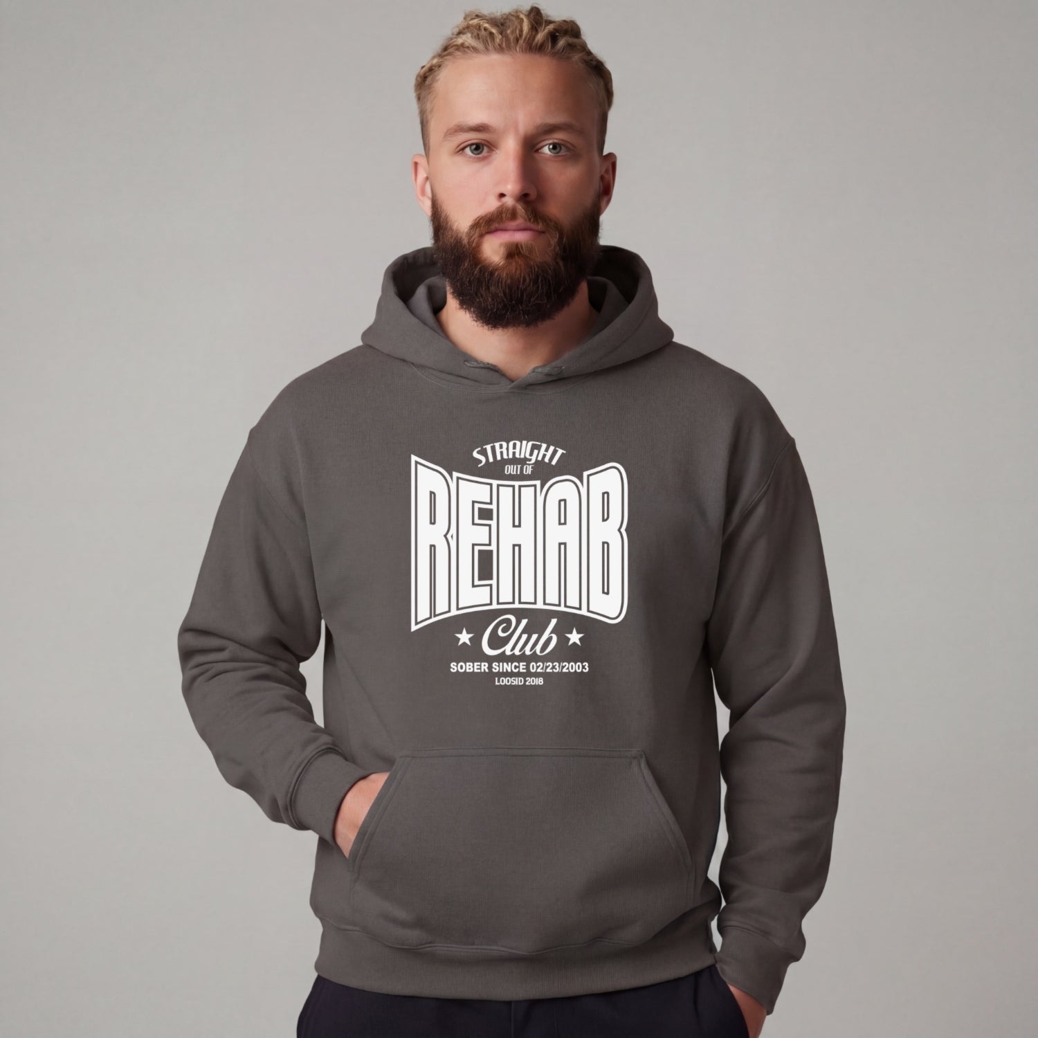 Recovery Hoodie | Men's Rehab Hoodie with Personalized Date