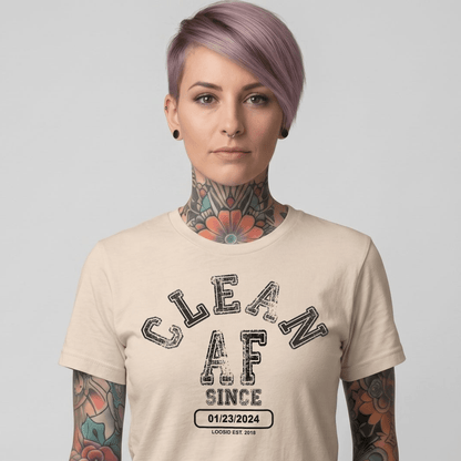 Clean AF Since Clean Sober T Shirt graphic detail (view 24)