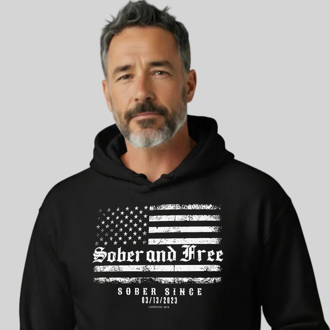 Recovery Hoodie | Sober and Free Custom Sobriety Date Hoodie