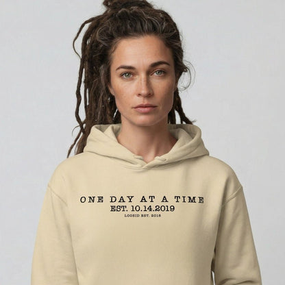 One Day At a Time Recovery Hoodie close-up view (view 12)