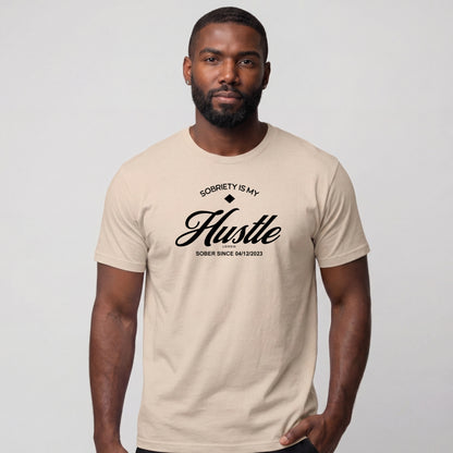 Hustle Men's Relaxed Sober T Shirt w/Personalize Sober Date