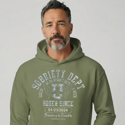 Recovery Hoodie | Sobriety Dept Hoodie with Custom Sobriety Date