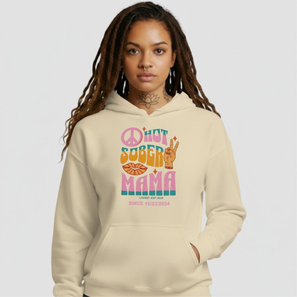 Hot Sober Mama Recovery Hoodie graphic detail (view 34)