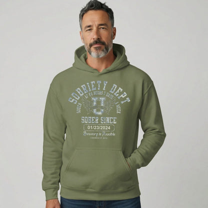 Recovery Hoodie | Sobriety Dept Hoodie with Custom Sobriety Date