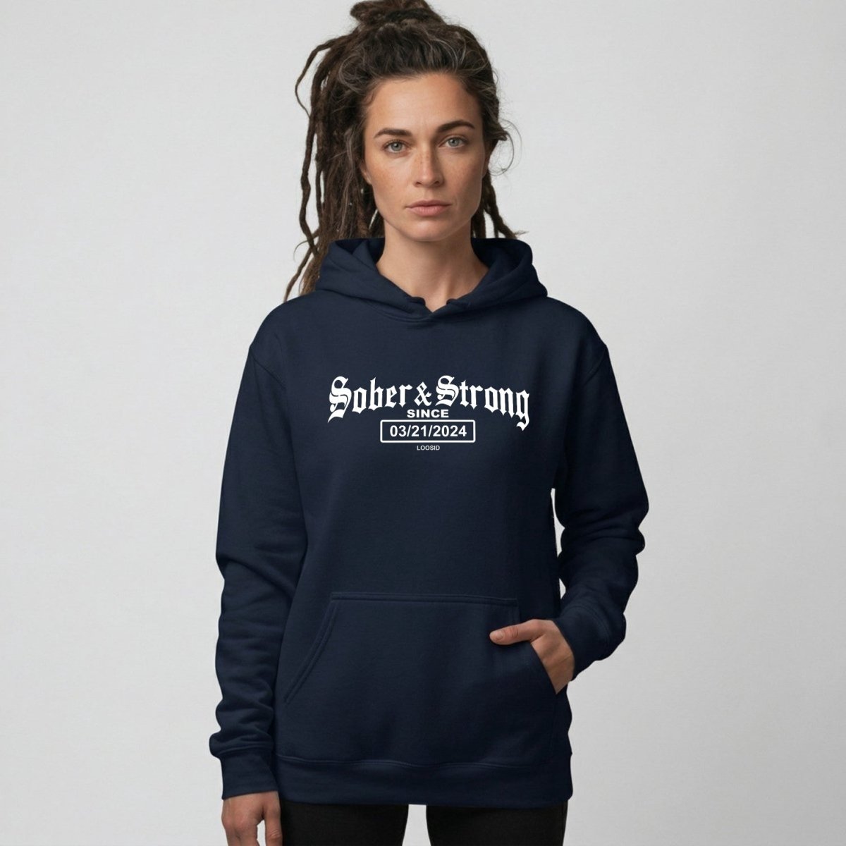 Old School Sober & Strong Recovery Hoodie featuring the design (view 31)
