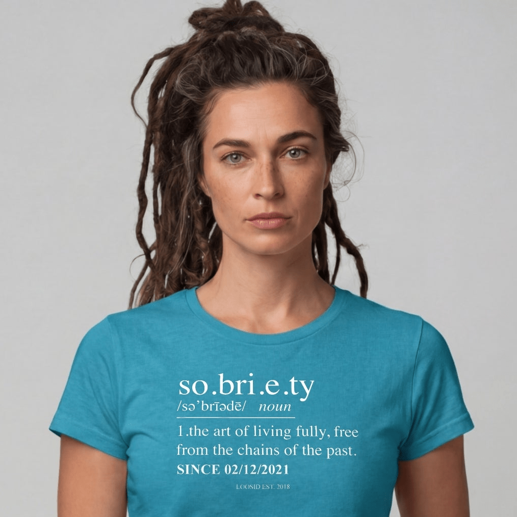 Sober T Shirt | Women's Sobriety Definition Tee with Custom Sober Date