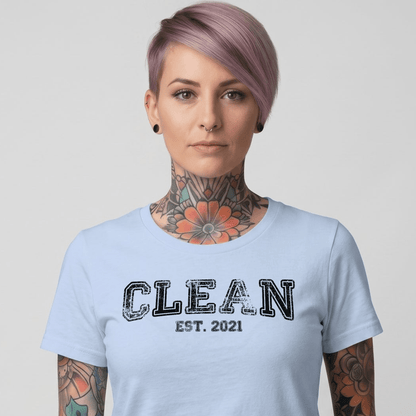Clean T-Shirt | Women's Clean EST. Tee with Personalized Sobriety Date