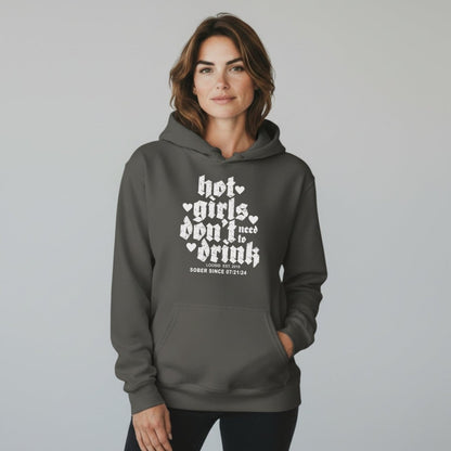 Hot Girls Don't Drink Recovery Hoodie back view (view 17)