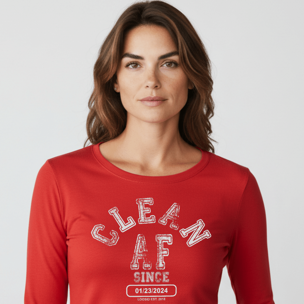 Clean AF Long Sleeve Sober T Shirt back view (view 17)
