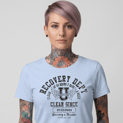 Clean Since Sobriety Sober T Shirt lifestyle view (view 25)