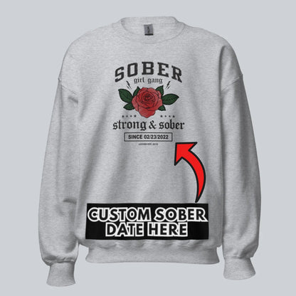 SOBER Girl Gang Strong & Sober Recovery Hoodie lifestyle view (view 25)