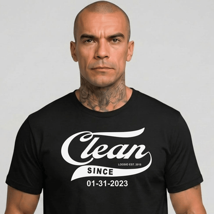 Clean Since Tee with Personalized Sobriety Date | Sober T Shirt