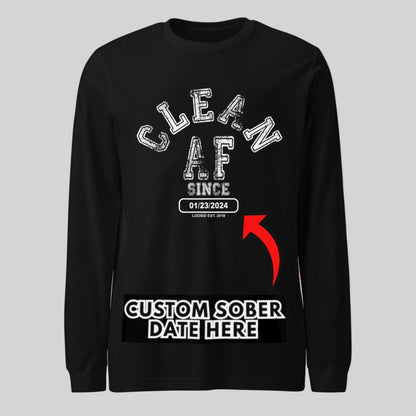 Clean AF Long Sleeve Sober T Shirt graphic detail (view 4)