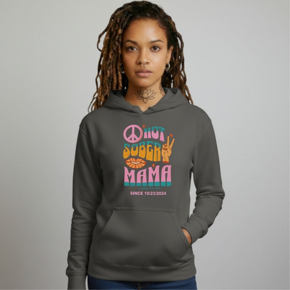 Hot Sober Mama Recovery Hoodie featuring the design (view 21)
