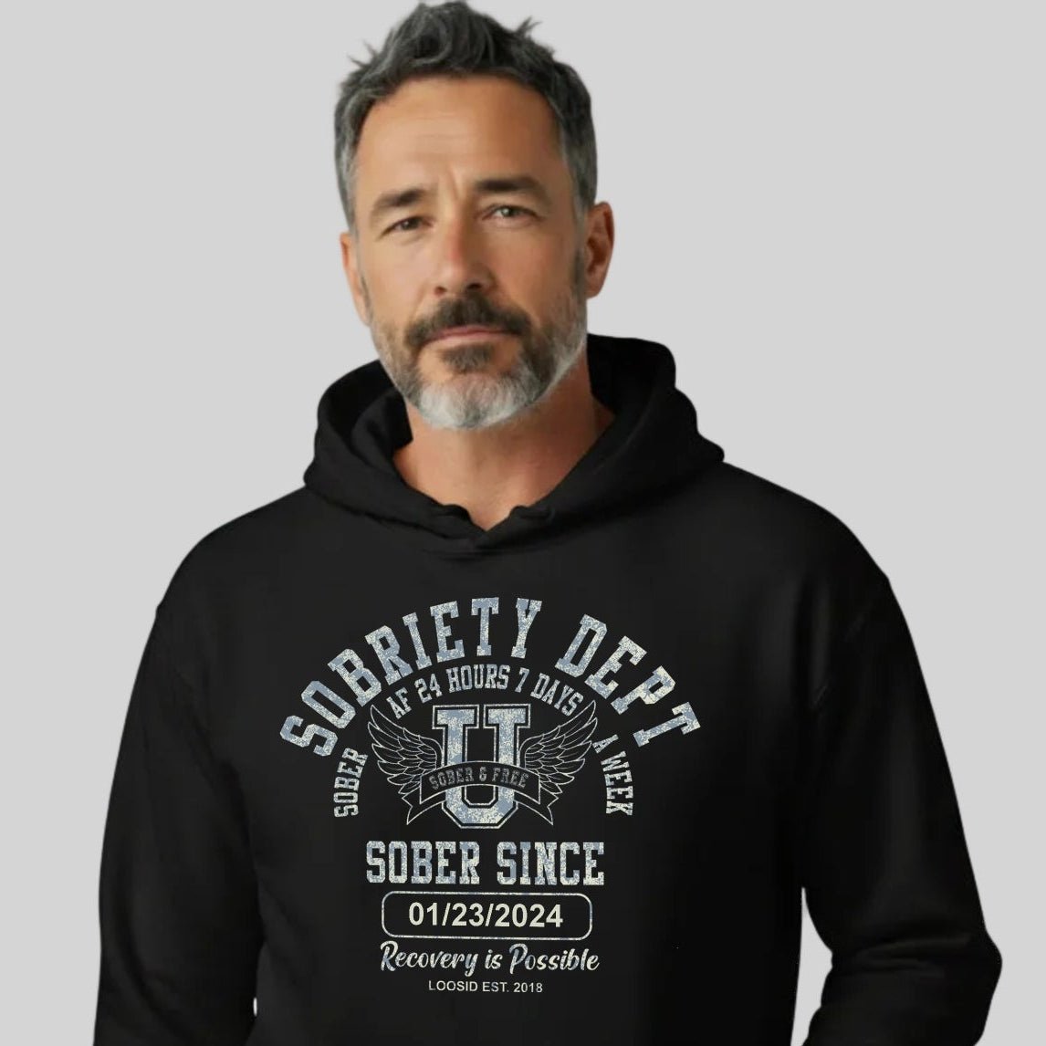Recovery Hoodie | Sobriety Dept Hoodie with Custom Sobriety Date