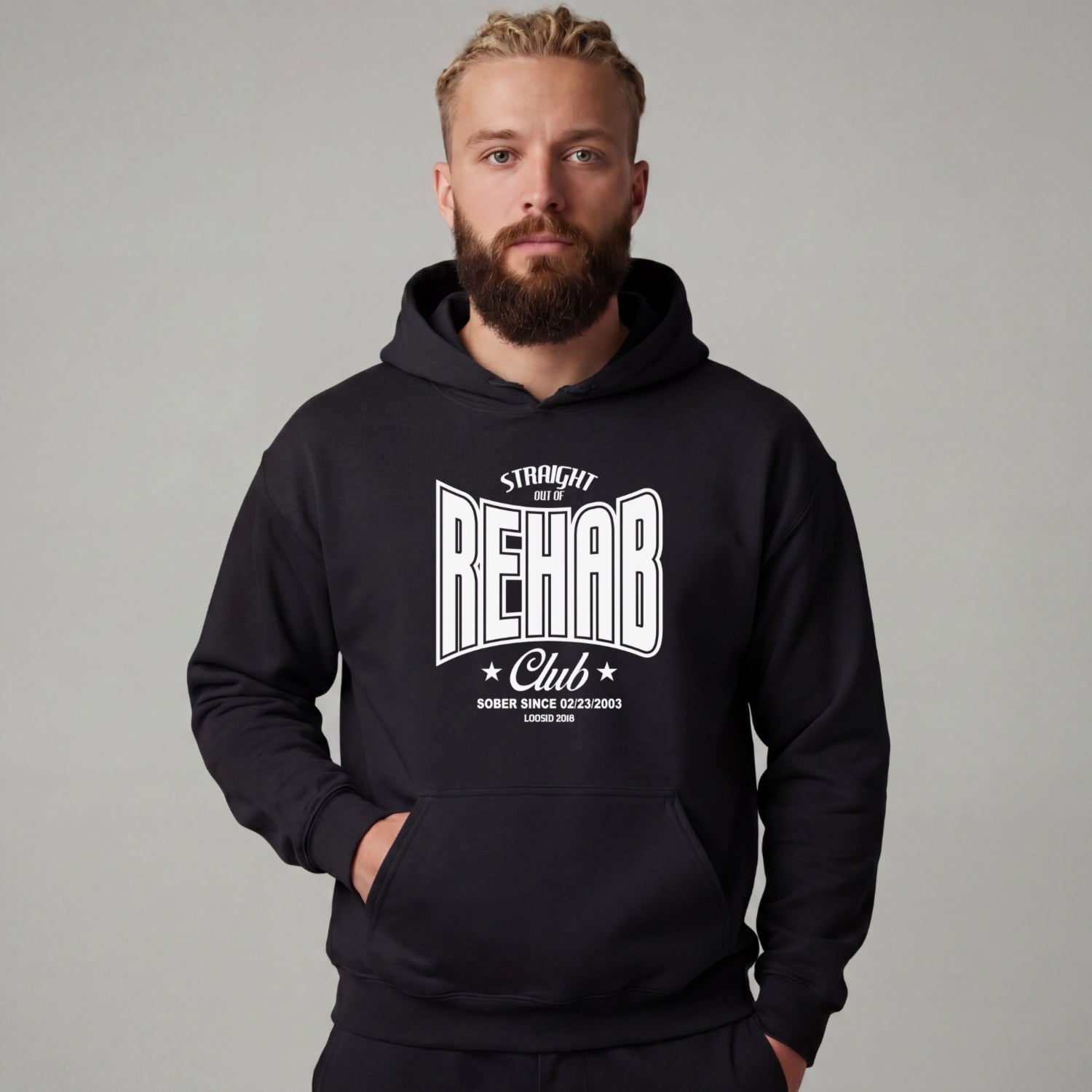 Recovery Hoodie | Men's Rehab Hoodie with Personalized Date
