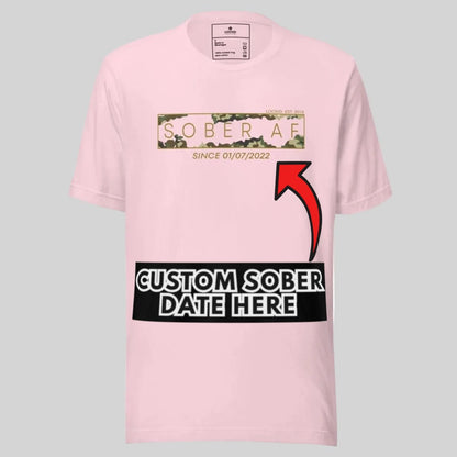 Sober T Shirt | Men’s Sober AF Camo Tee with Personalized Date