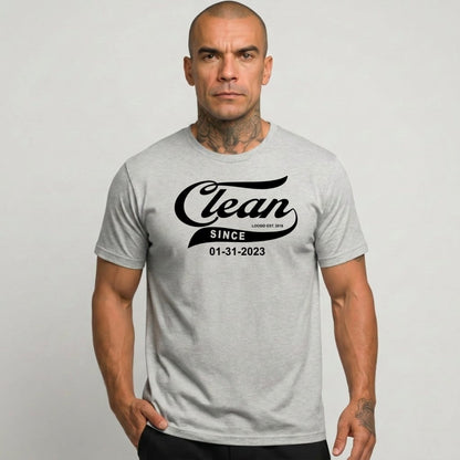 Clean Since Tee with Personalized Sobriety Date | Sober T Shirt