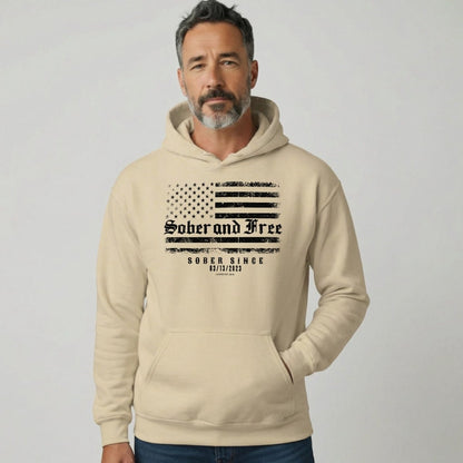 Recovery Hoodie | Sober and Free Custom Sobriety Date Hoodie