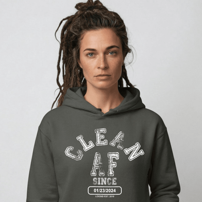 Clean AF Since Recovery Hoodie close-up view (view 12)
