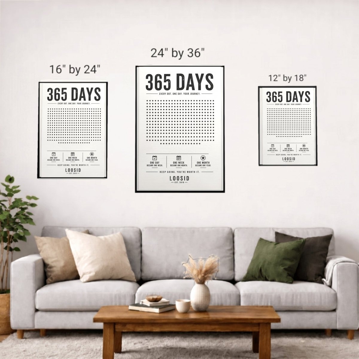 Sobriety Art | 365 Days Canvas Wall Art