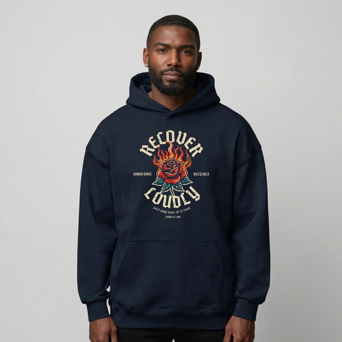 Recovery Hoodie | Recover Loudly Custom Sobriety Date Unisex Hoodie