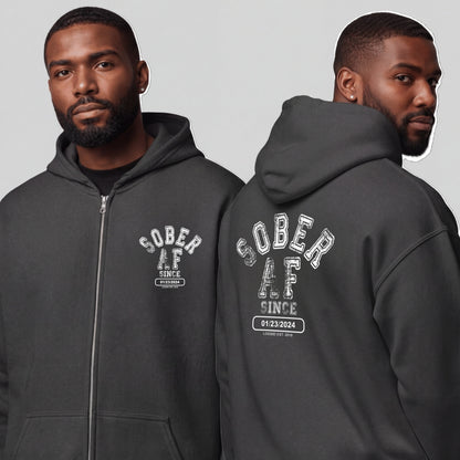 Recovery Zip Hoodie | Men's Sober AF Front & Back Print
